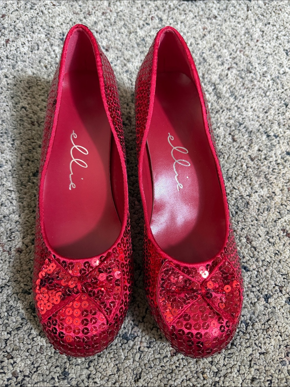 Ellie 203-Judy Red Sequin Shoes Ruby Slippers Heels Cosplay Wizard of OZ Witch 8